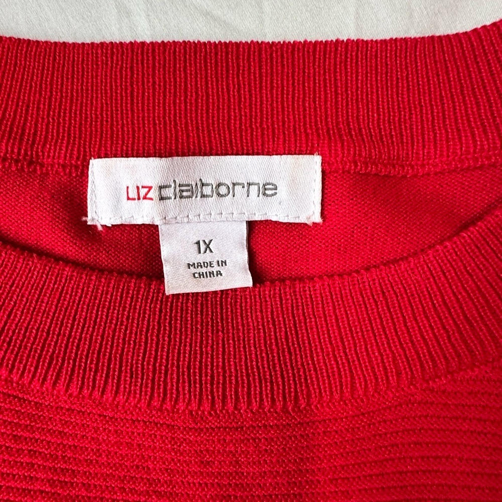 Liz Claiborne Bold Red Knit Top - Picture 3 of 4